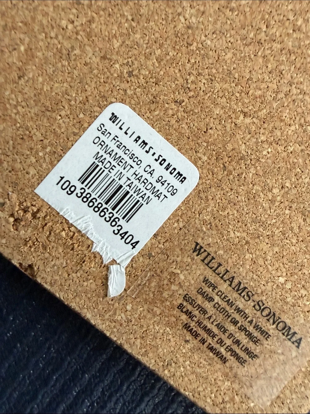 Williams Sonoma Festive Ornament Cork back Placemats Set of 2